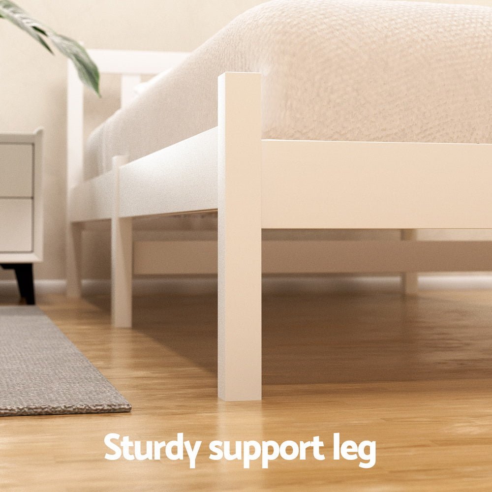 Bed Frame Single Size Wooden Platform with 2 Storage Drawers White SOFIE - Furniture > Bedroom > Beds & Bed Frames - Rivercity House & Home Co. (ABN 18 642 972 209) - Affordable Modern Furniture Australia