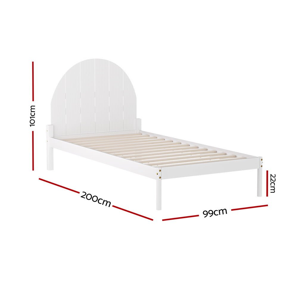 Bed Frame Single Size Wooden White DALY - Furniture > Bedroom > Beds & Bed Frames - Rivercity House & Home Co. (ABN 18 642 972 209) - Affordable Modern Furniture Australia