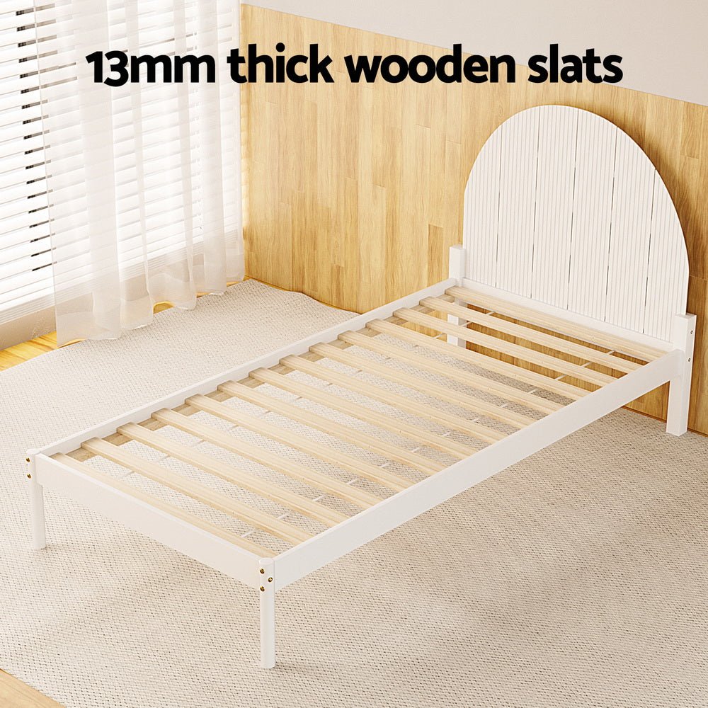 Bed Frame Single Size Wooden White DALY - Furniture > Bedroom > Beds & Bed Frames - Rivercity House & Home Co. (ABN 18 642 972 209) - Affordable Modern Furniture Australia