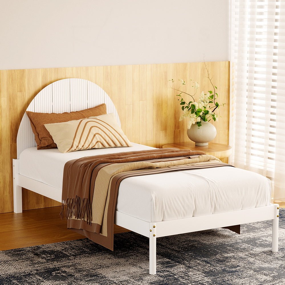 Bed Frame Single Size Wooden White DALY - Furniture > Bedroom > Beds & Bed Frames - Rivercity House & Home Co. (ABN 18 642 972 209) - Affordable Modern Furniture Australia