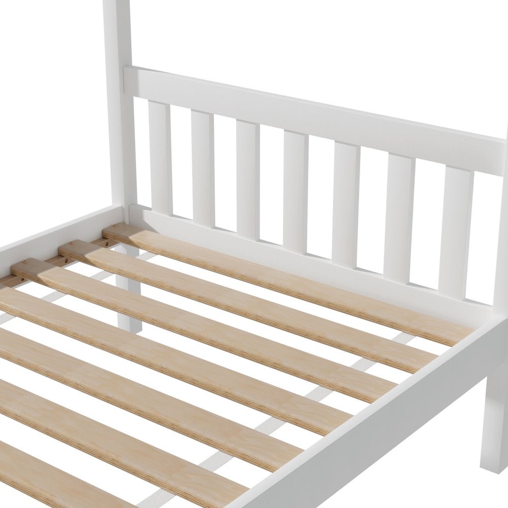Bed Frame Wooden Base Kids Single Timber House Beds White - Furniture > Bedroom > Beds & Bed Frames - Rivercity House & Home Co. (ABN 18 642 972 209) - Affordable Modern Furniture Australia