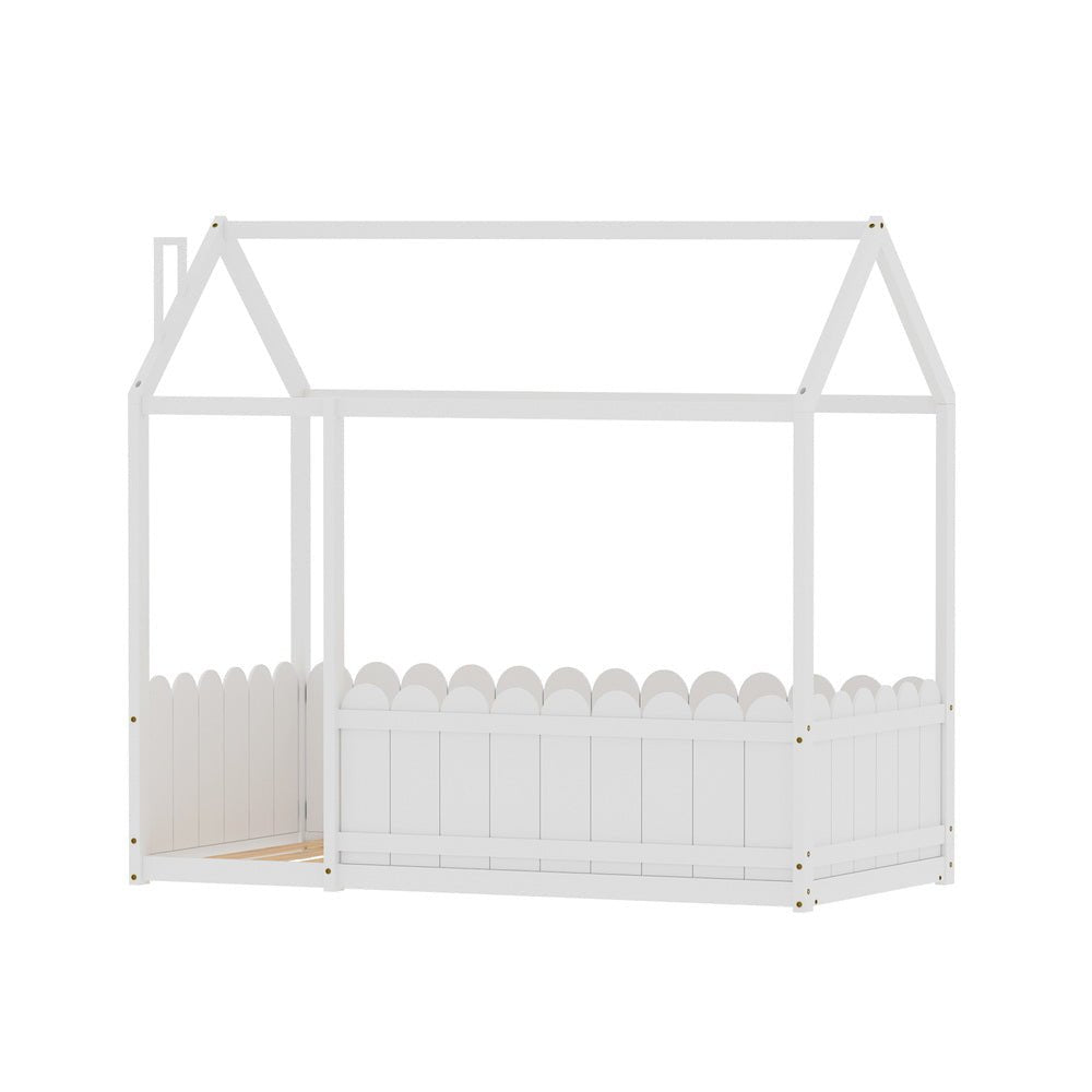 Bed Frame Wooden Kids House Single Frame White KORI - Baby & Kids > Kid's Furniture > Kid's Beds & Bed Frames - Rivercity House & Home Co. (ABN 18 642 972 209) - Affordable Modern Furniture Australia