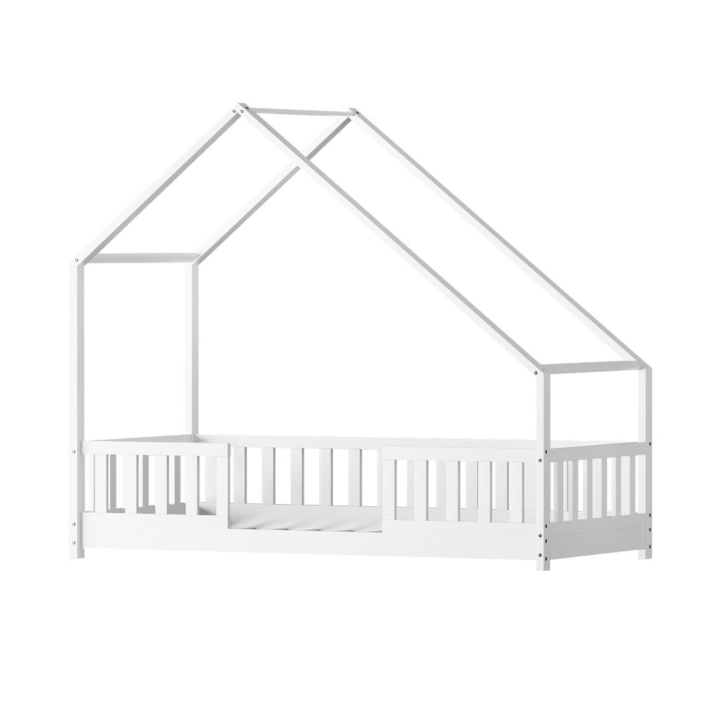Bed Frame Wooden Kids House Single Frame White PAVO - Baby & Kids > Kid's Furniture > Kid's Beds & Bed Frames - Rivercity House & Home Co. (ABN 18 642 972 209) - Affordable Modern Furniture Australia