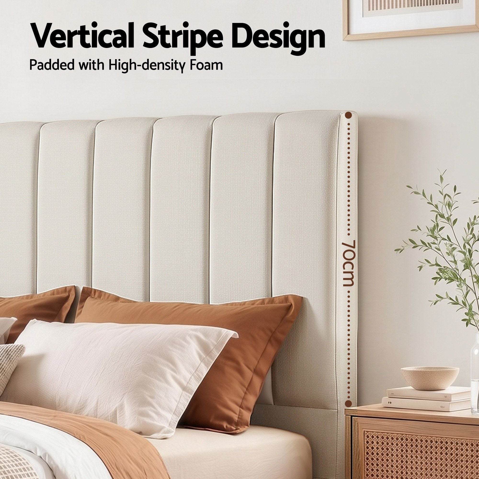 Bed Head Headboard Double Linen 137CM - Beige - Furniture > Bedroom > Headboards - Rivercity House & Home Co. (ABN 18 642 972 209) - Affordable Modern Furniture Australia