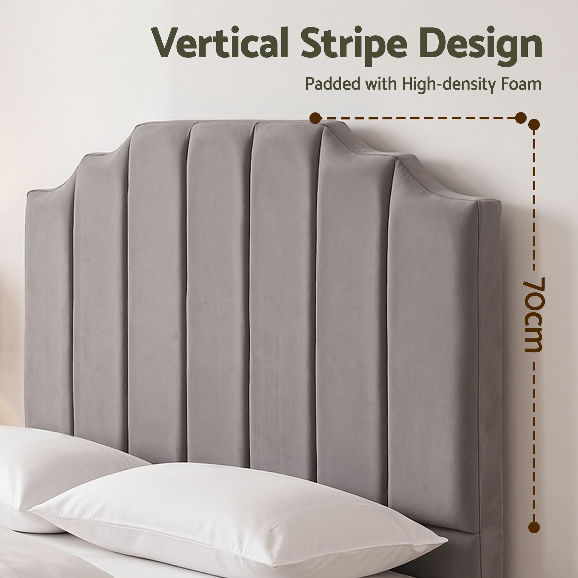 Bed Head Headboard Double Velvet 138CM - Grey - Furniture > Bedroom > Headboards - Rivercity House & Home Co. (ABN 18 642 972 209) - Affordable Modern Furniture Australia