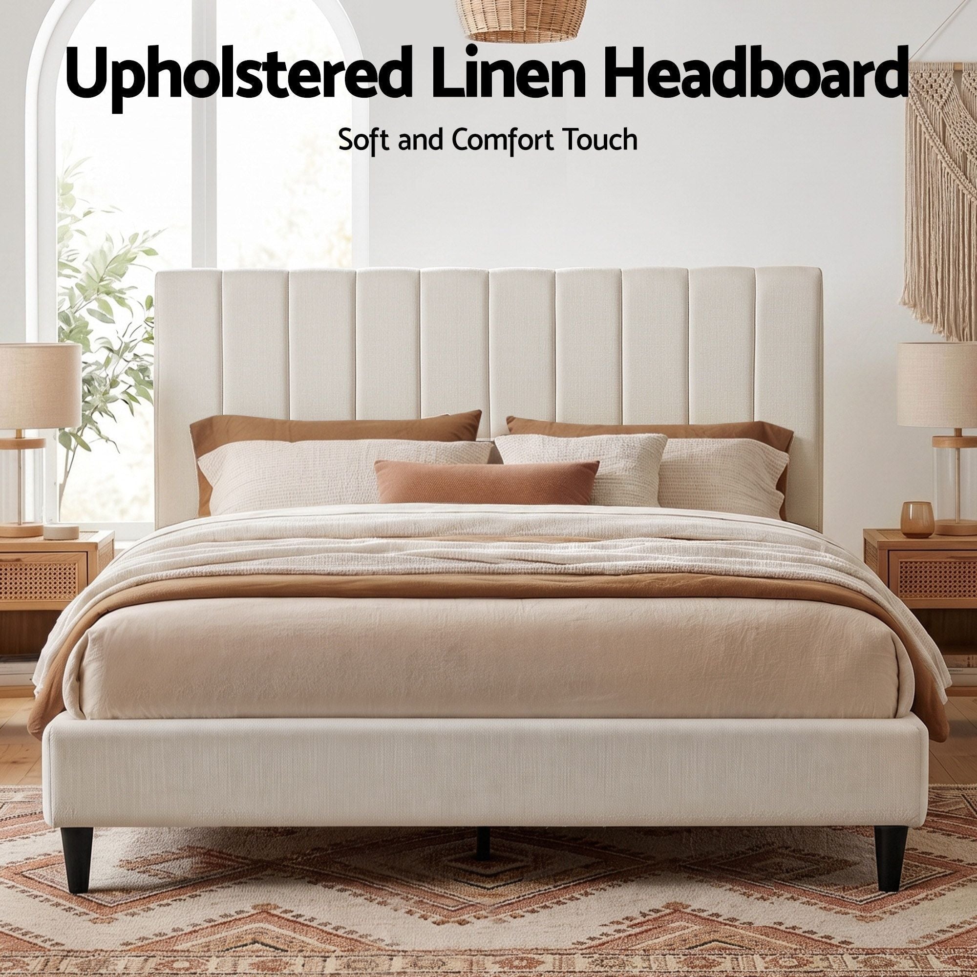 Bed Head Headboard King Linen 183CM - Beige - Furniture > Bedroom > Headboards - Rivercity House & Home Co. (ABN 18 642 972 209) - Affordable Modern Furniture Australia