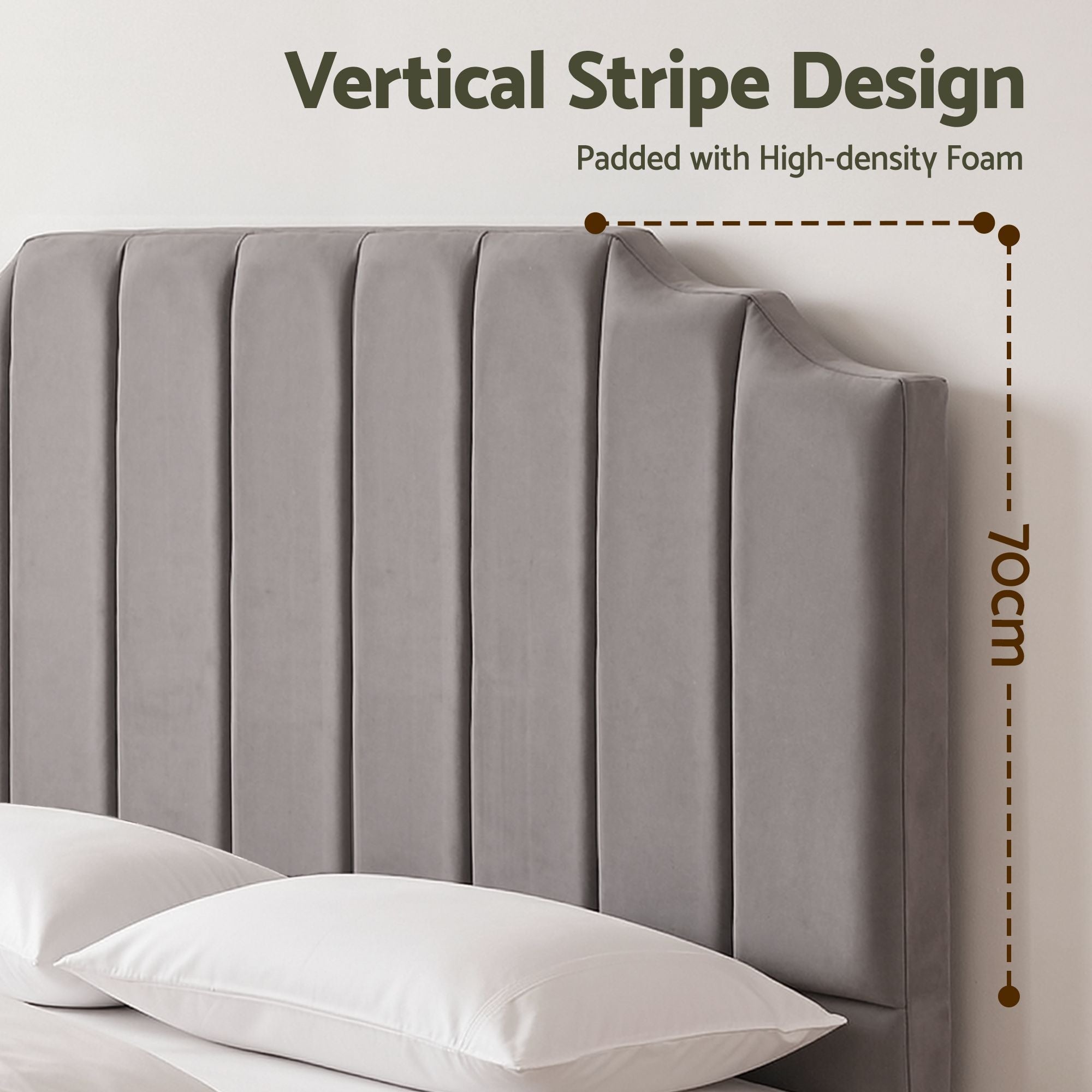 Bed Head Headboard King Velvet 183CM - Grey - Furniture > Bedroom > Headboards - Rivercity House & Home Co. (ABN 18 642 972 209) - Affordable Modern Furniture Australia