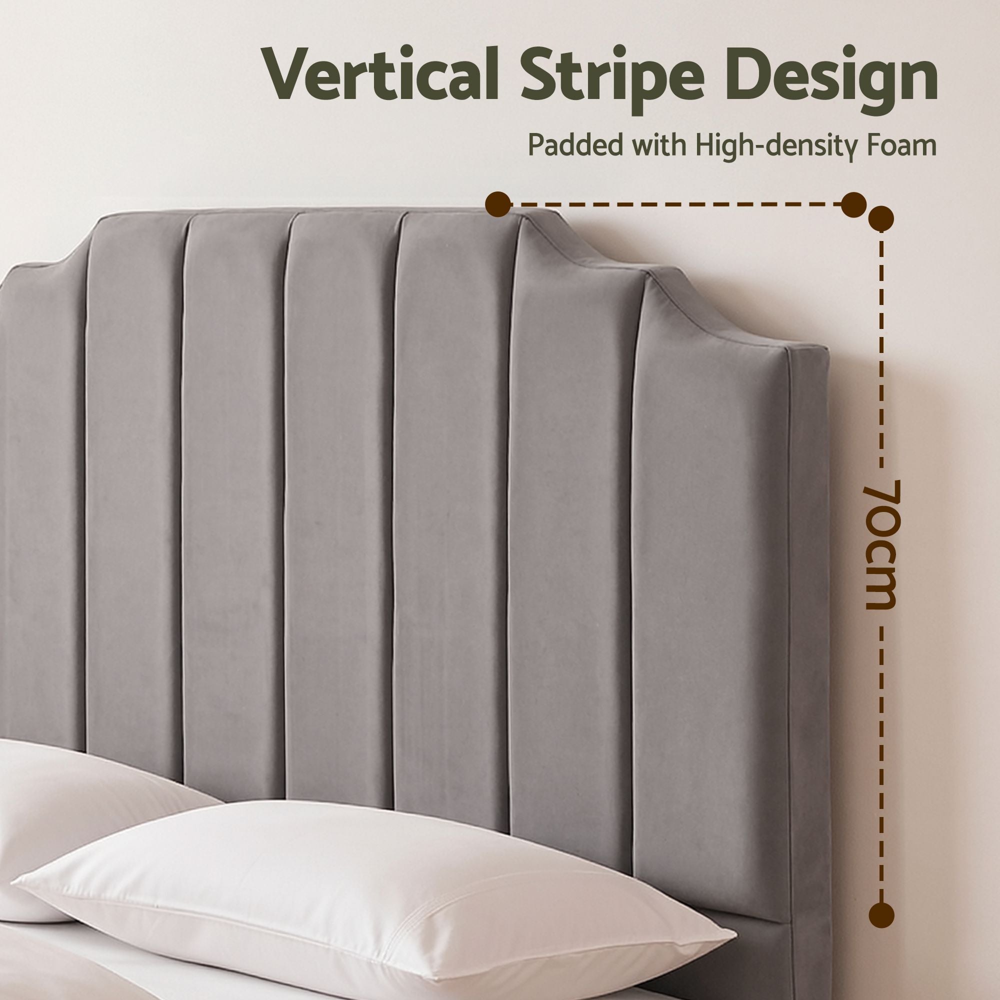 Bed Head Headboard Queen Velvet 153CM - Grey - Furniture > Bedroom > Headboards - Rivercity House & Home Co. (ABN 18 642 972 209) - Affordable Modern Furniture Australia