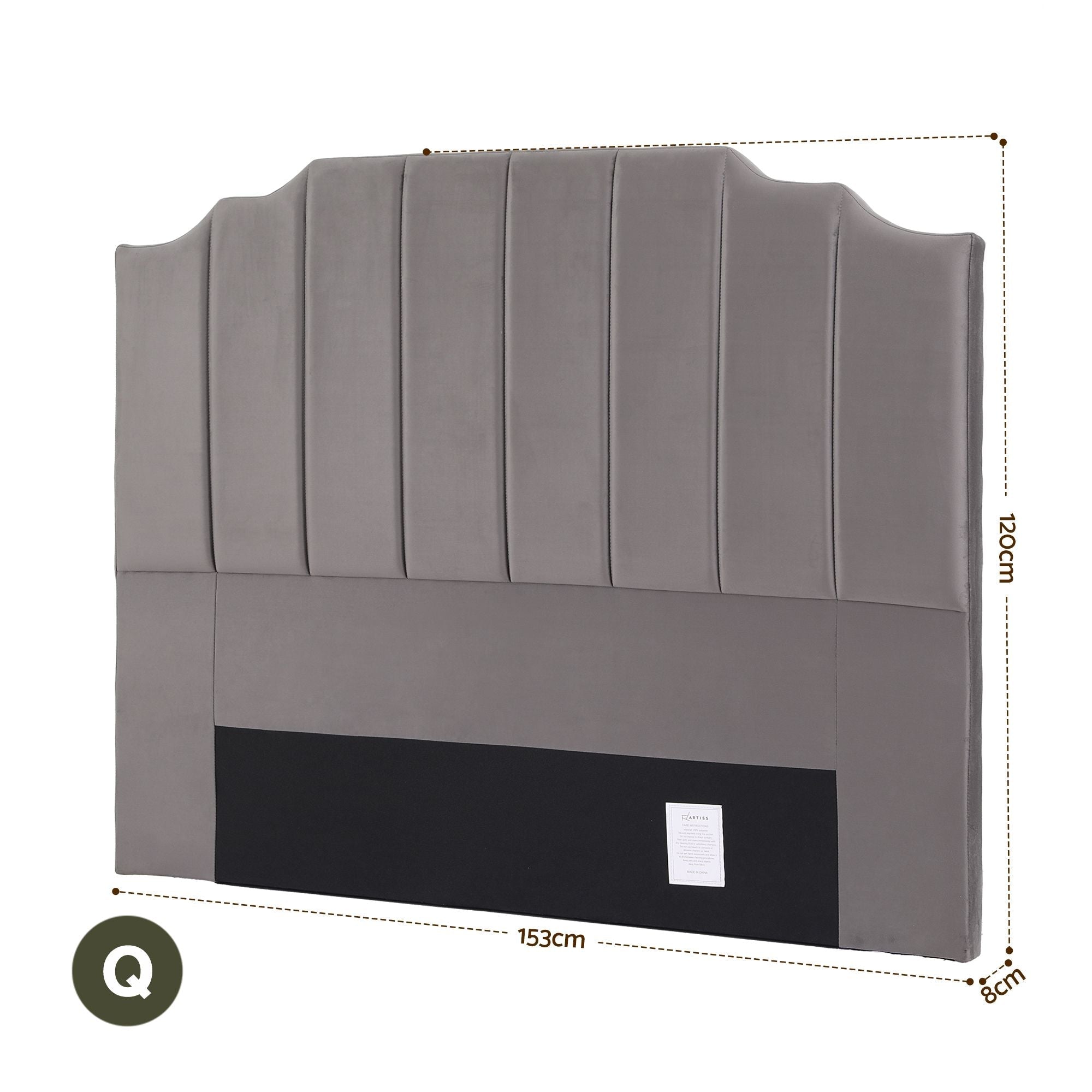 Bed Head Headboard Queen Velvet 153CM - Grey - Furniture > Bedroom > Headboards - Rivercity House & Home Co. (ABN 18 642 972 209) - Affordable Modern Furniture Australia