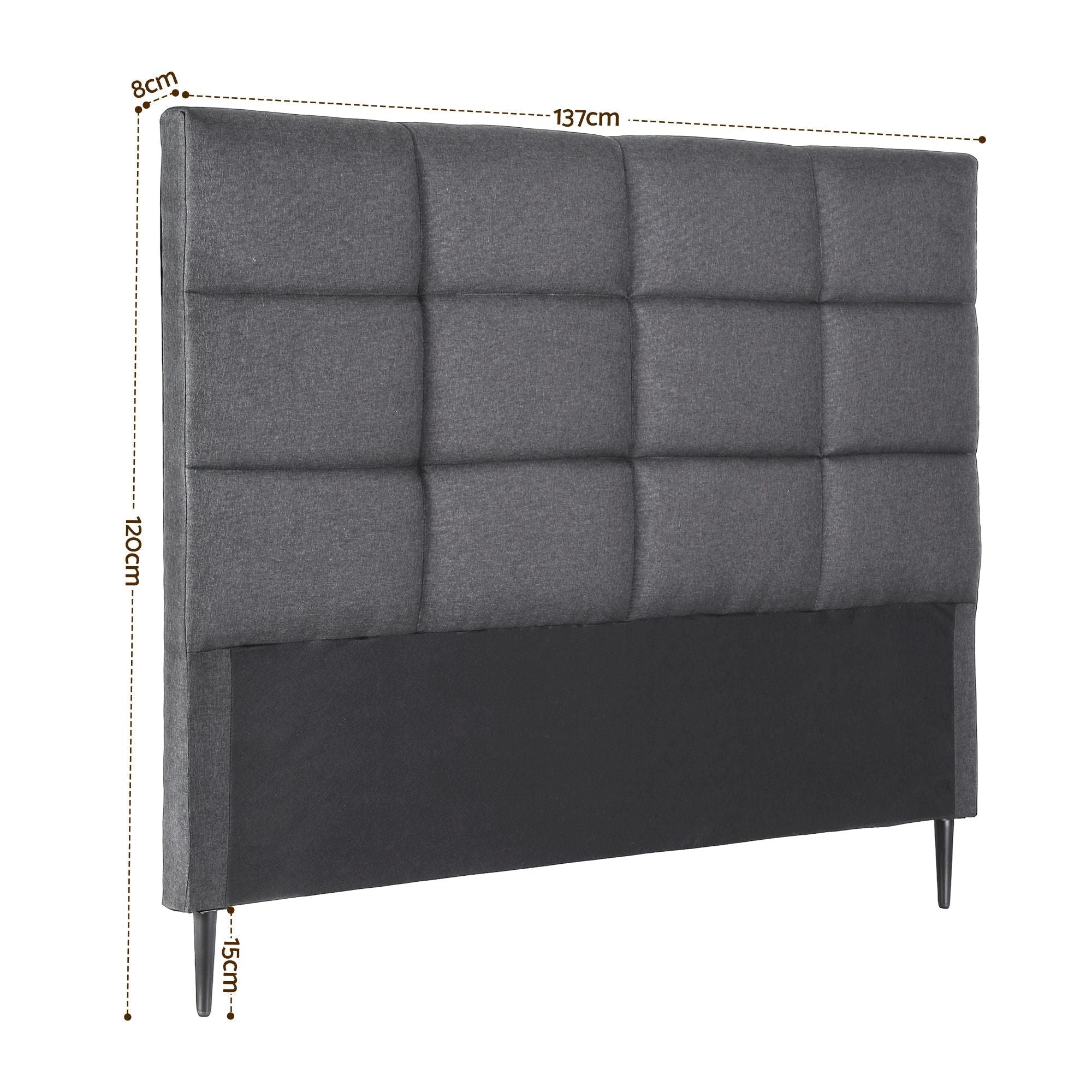 Bed Headboard Double Bedhead Linen Fabric Charcoal - Furniture > Bedroom > Headboards - Rivercity House & Home Co. (ABN 18 642 972 209) - Affordable Modern Furniture Australia