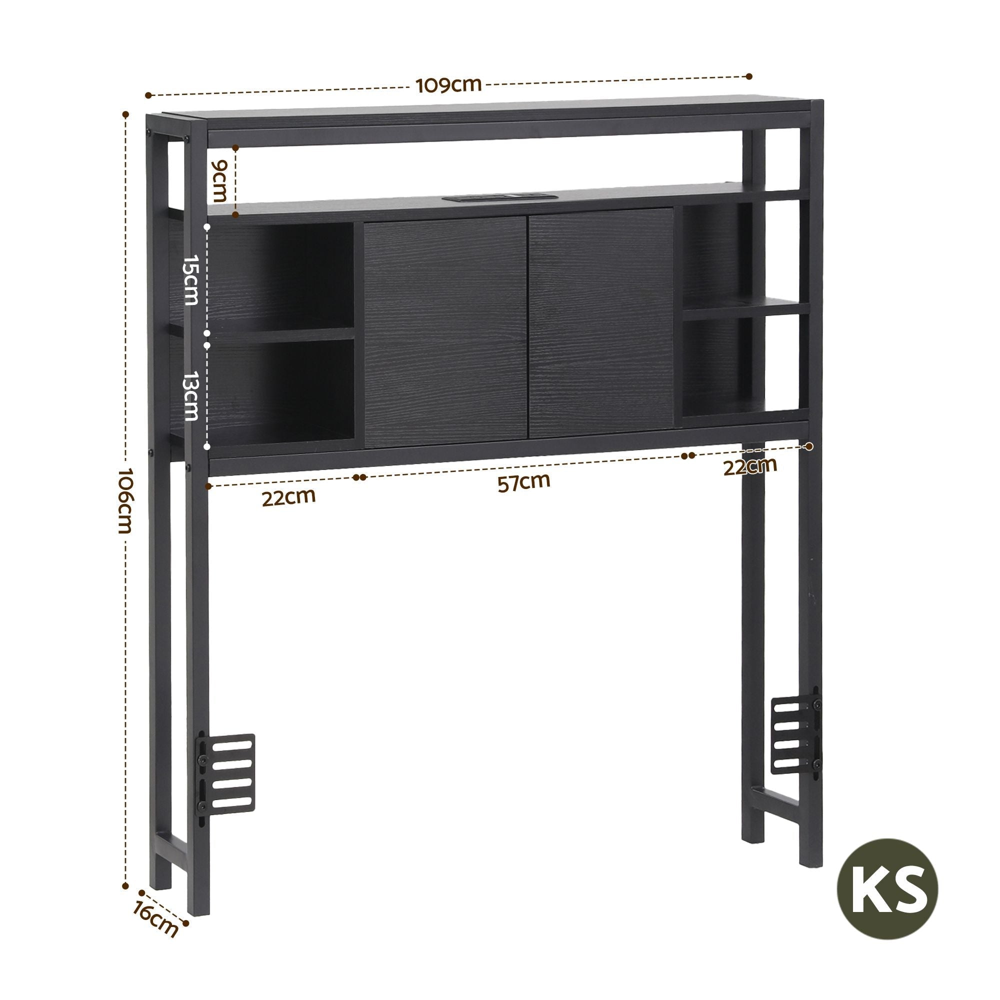 Bed Headboard King Single Storage Bedhead Charging Station Black - Furniture > Bedroom > Headboards - Rivercity House & Home Co. (ABN 18 642 972 209) - Affordable Modern Furniture Australia