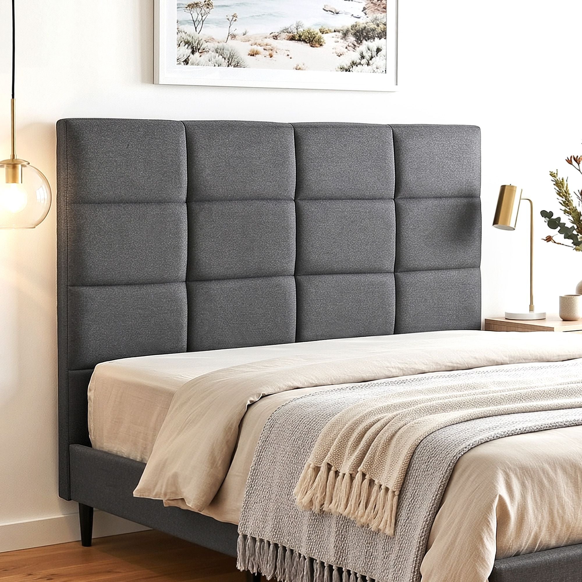 Bed Headboard Queen Bedhead Linen Fabric Charcoal - Furniture > Bedroom > Headboards - Rivercity House & Home Co. (ABN 18 642 972 209) - Affordable Modern Furniture Australia