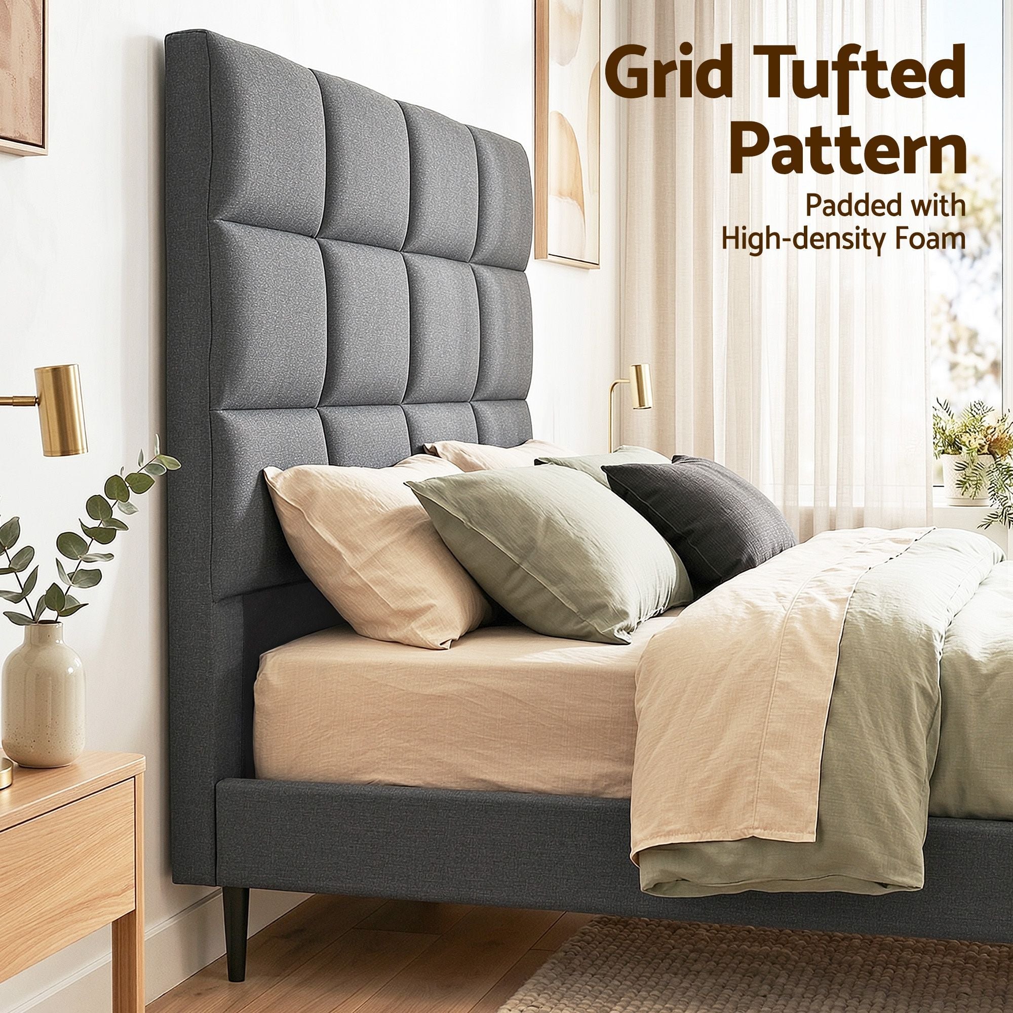 Bed Headboard Queen Bedhead Linen Fabric Charcoal - Furniture > Bedroom > Headboards - Rivercity House & Home Co. (ABN 18 642 972 209) - Affordable Modern Furniture Australia