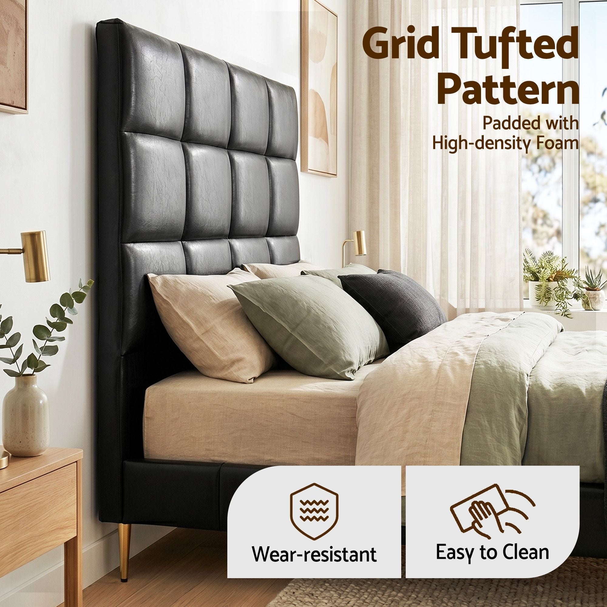 Bed Headboard Queen Bedhead PU Leather Black - Furniture > Bedroom > Headboards - Rivercity House & Home Co. (ABN 18 642 972 209) - Affordable Modern Furniture Australia