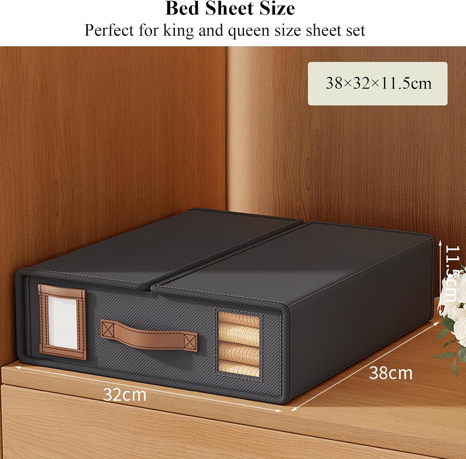 Bed Sheet Organiser Set of 4 with Handle & Window for Bedding Storage - Black - Home & Garden > Bedding > Pillowcases - Rivercity House & Home Co. (ABN 18 642 972 209) - Affordable Modern Furniture Australia