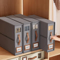 Bed Sheet Organiser Set of 4 with Handle & Window for Bedding Storage - Grey