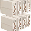 Bed Sheet Organiser Set of 8 with Handle & Clear Window for Bedding Storage - Beige