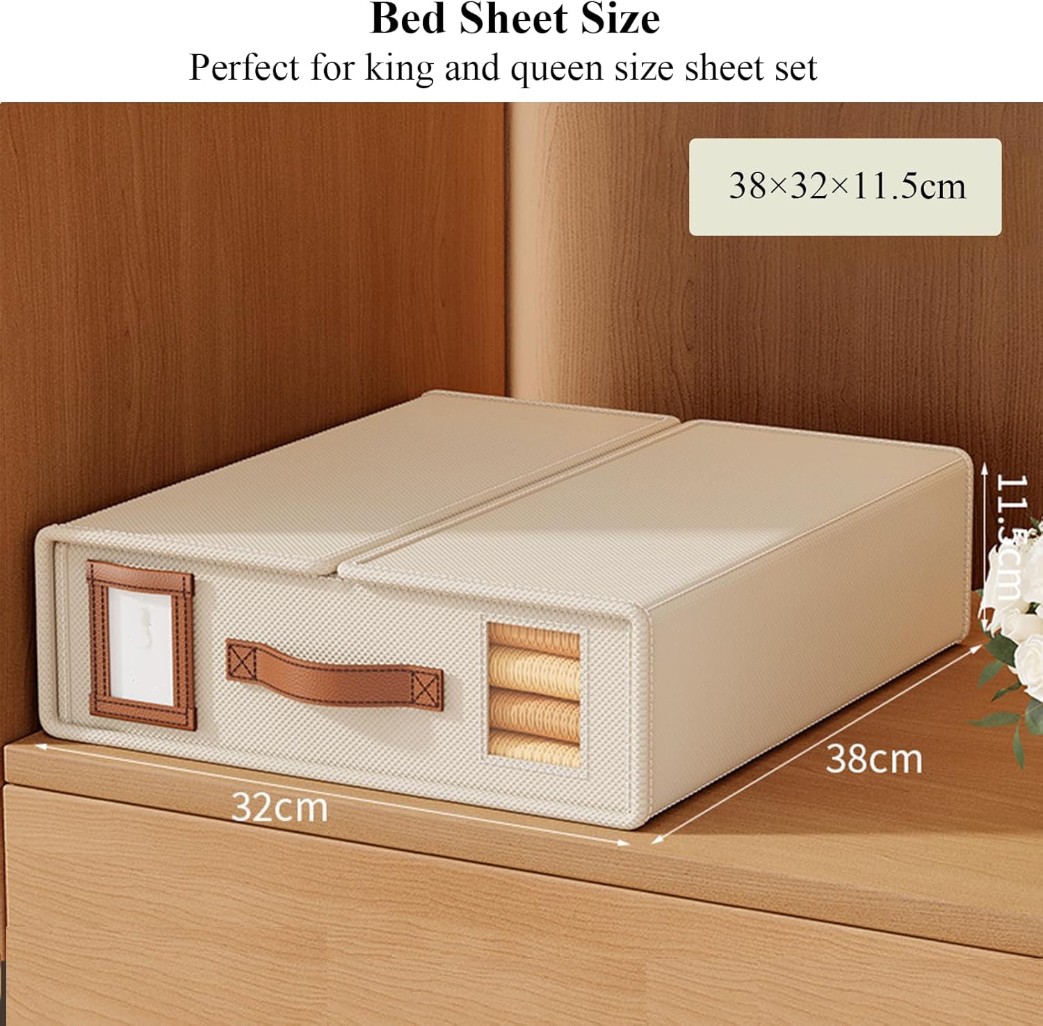 Bed Sheet Organiser Set of 8 with Handle & Clear Window for Bedding Storage - Beige - Home & Garden > Bedding > Pillowcases - Rivercity House & Home Co. (ABN 18 642 972 209) - Affordable Modern Furniture Australia