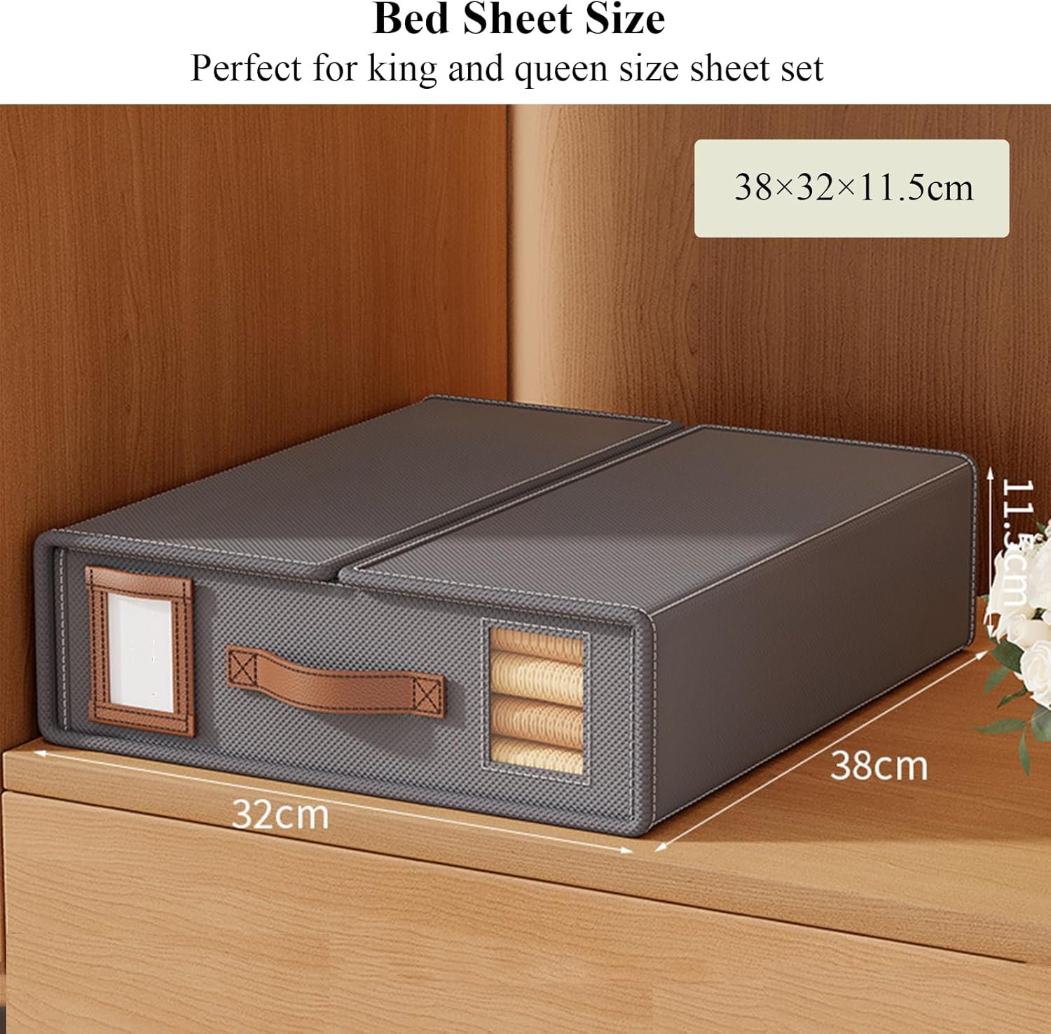 Bed Sheet Organiser Set of 8 with Handle & Window for Bedding Storage - Grey - Home & Garden > Bedding > Pillowcases - Rivercity House & Home Co. (ABN 18 642 972 209) - Affordable Modern Furniture Australia
