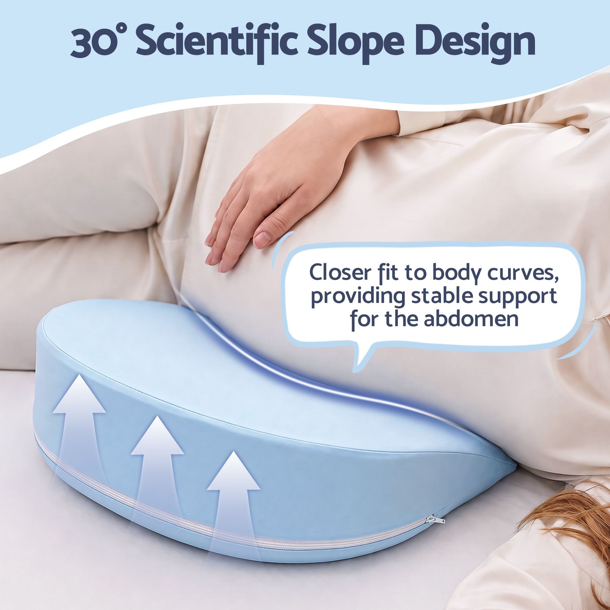 Bedding Memory Foam Pregnancy Pillow Adjustable with Concave Curve Design, Support for Back, Belly, and Hips, Blue - Home & Garden > Bedding > Pillows - Rivercity House & Home Co. (ABN 18 642 972 209) - Affordable Modern Furniture Australia