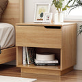 Bedside Table 1 Drawer 1 Shelf Nightstand with Air Gap Handle - Pine