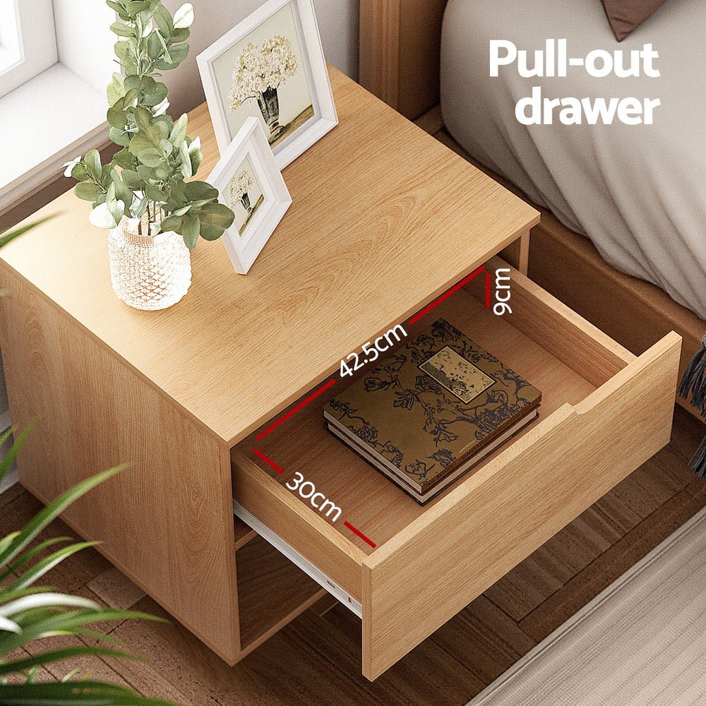 Bedside Table 1 Drawer 1 Shelf Nightstand Pine - Furniture > Bedroom > Bedside Tables - Rivercity House & Home Co. (ABN 18 642 972 209) - Affordable Modern Furniture Australia
