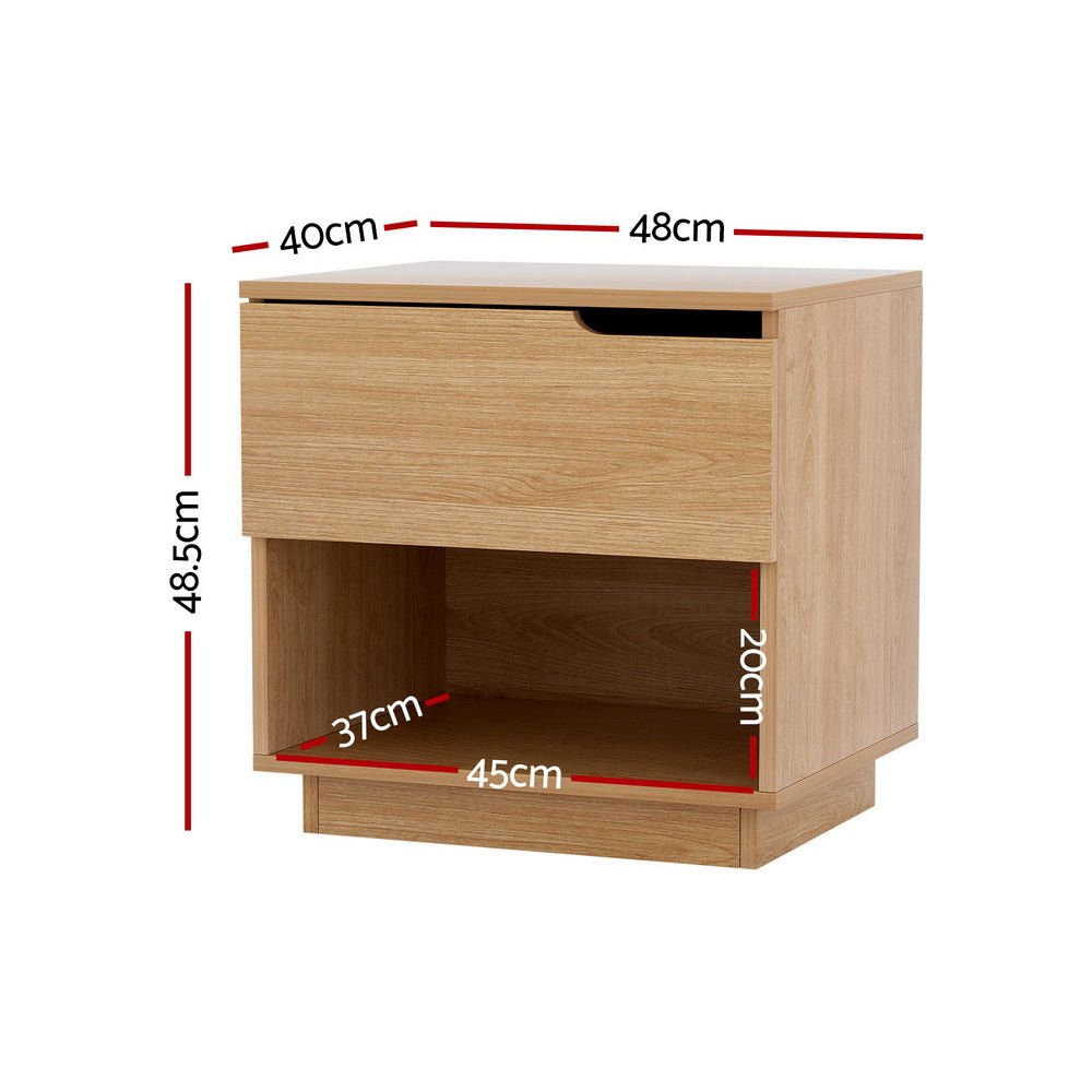 Bedside Table 1 Drawer 1 Shelf Nightstand Pine - Furniture > Bedroom > Bedside Tables - Rivercity House & Home Co. (ABN 18 642 972 209) - Affordable Modern Furniture Australia