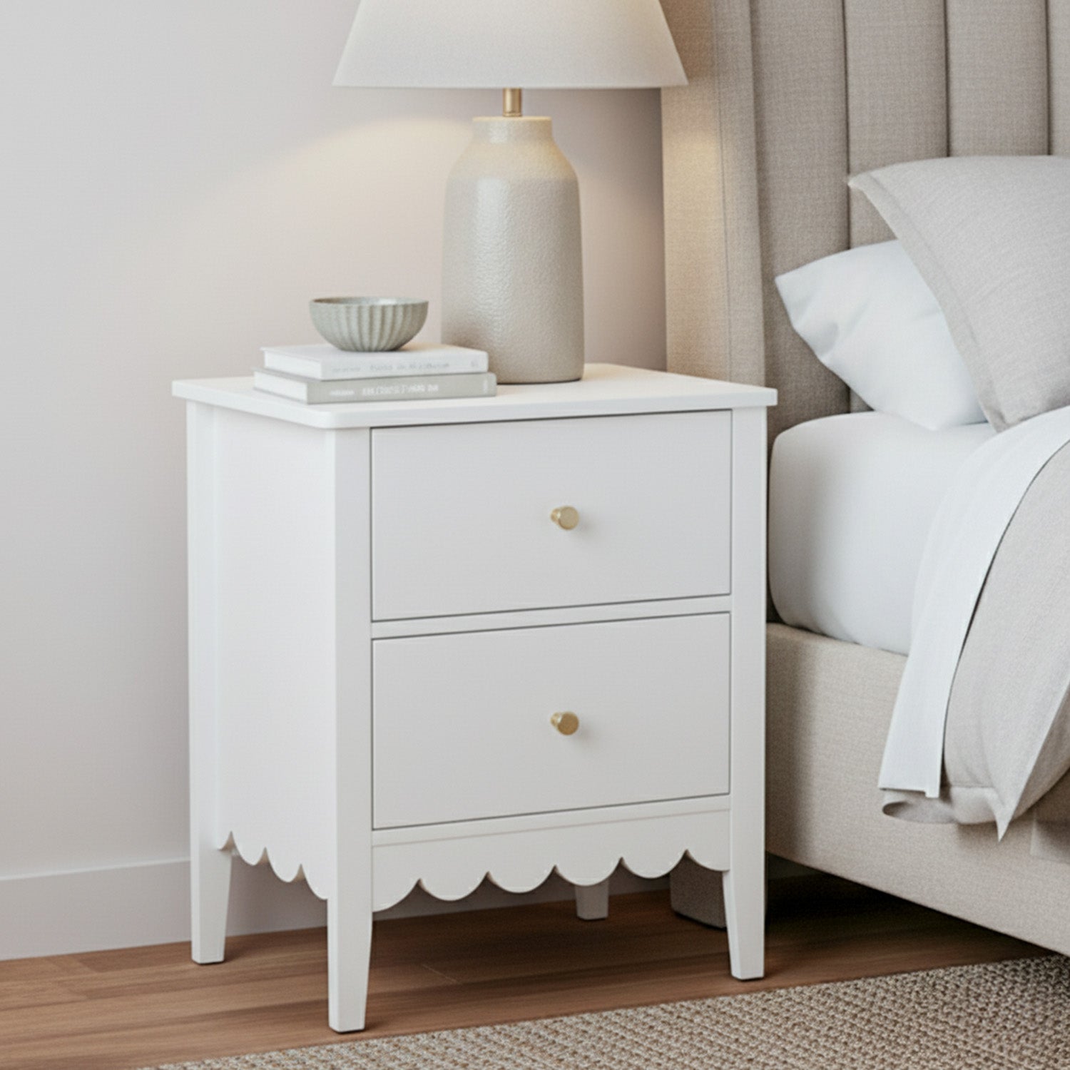 Bedside Table 2 Drawers Bedroom Storage Nightstand White - Furniture > Bedroom > Bedside Tables - Rivercity House & Home Co. (ABN 18 642 972 209) - Affordable Modern Furniture Australia