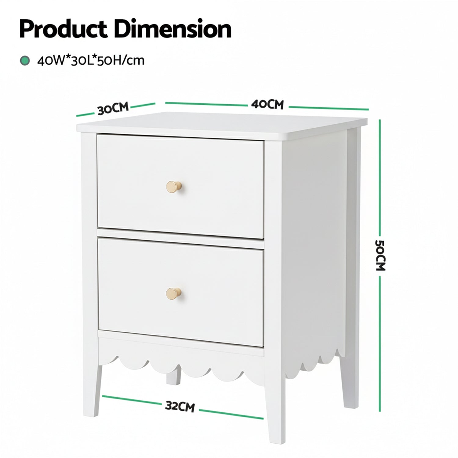Bedside Table 2 Drawers Bedroom Storage Nightstand White - Furniture > Bedroom > Bedside Tables - Rivercity House & Home Co. (ABN 18 642 972 209) - Affordable Modern Furniture Australia