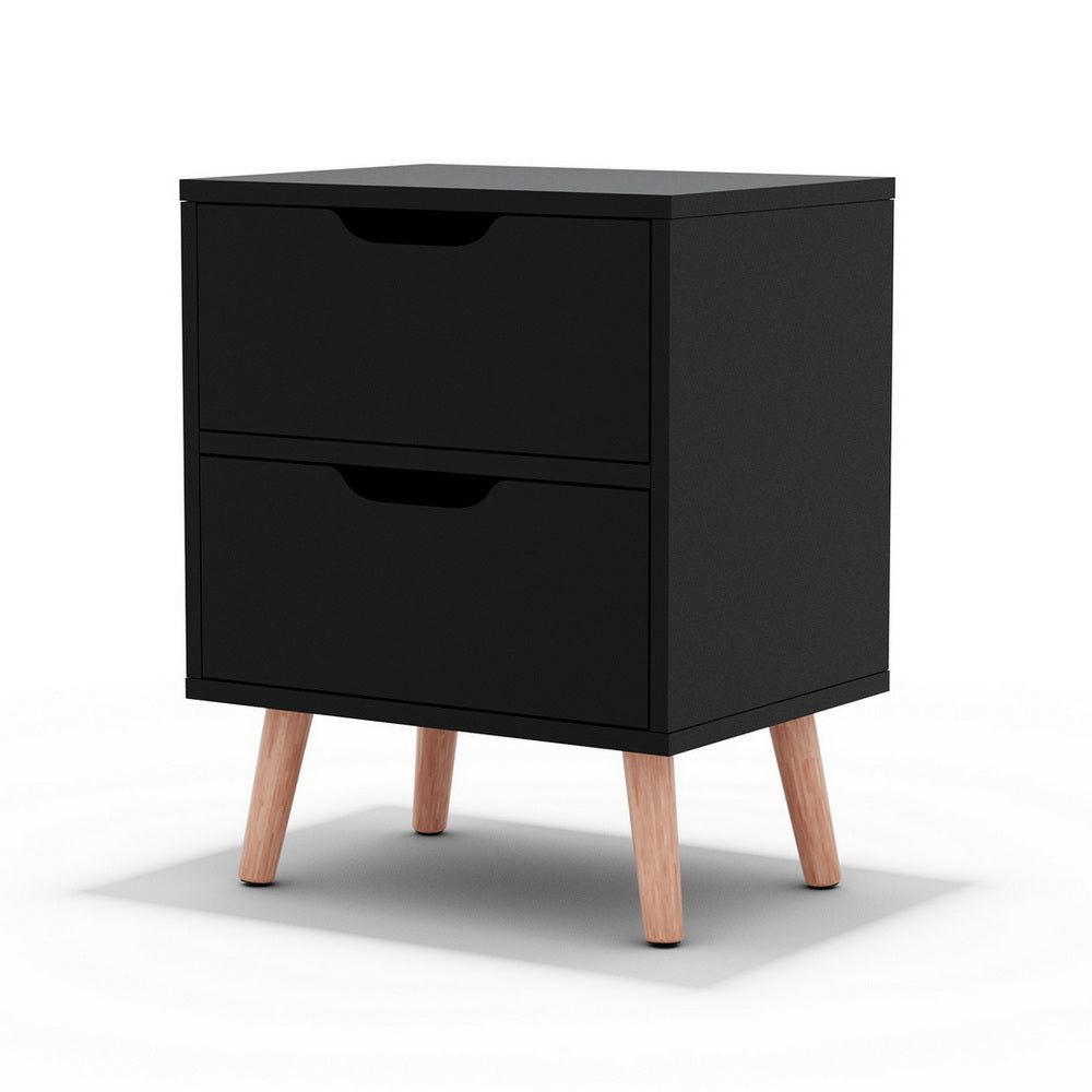 Bedside Table 2 Drawers - BODEN Black - Furniture > Bedroom > Bedside Tables - Rivercity House & Home Co. (ABN 18 642 972 209) - Affordable Modern Furniture Australia