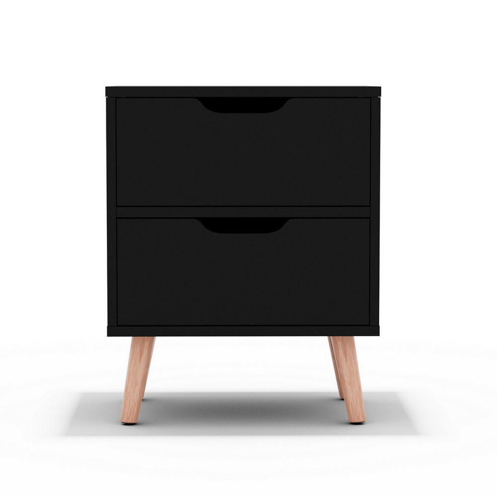 Bedside Table 2 Drawers - BODEN Black - Furniture > Bedroom > Bedside Tables - Rivercity House & Home Co. (ABN 18 642 972 209) - Affordable Modern Furniture Australia