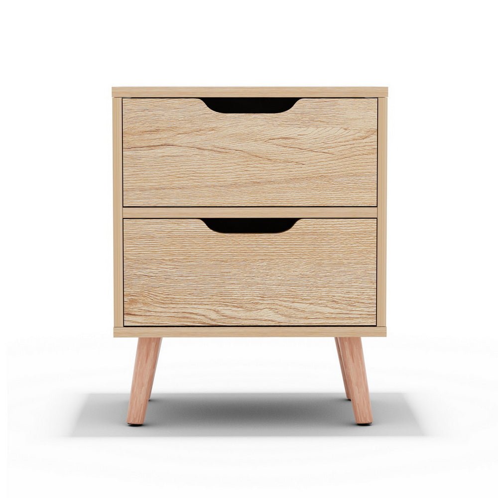 Bedside Table 2 Drawers Nightstand - BODEN Pine - Furniture > Bedroom > Bedside Tables - Rivercity House & Home Co. (ABN 18 642 972 209) - Affordable Modern Furniture Australia