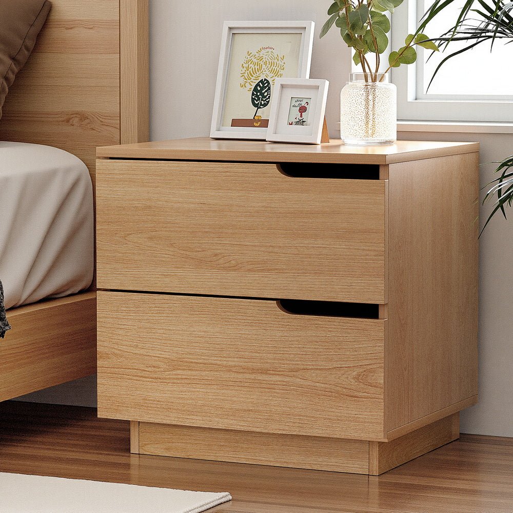 Bedside Table 2 Drawers Nightstand Pine - Furniture > Bedroom > Bedside Tables - Rivercity House & Home Co. (ABN 18 642 972 209) - Affordable Modern Furniture Australia