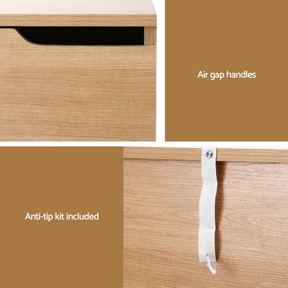 Bedside Table 2 Drawers Nightstand Pine - Furniture > Bedroom > Bedside Tables - Rivercity House & Home Co. (ABN 18 642 972 209) - Affordable Modern Furniture Australia