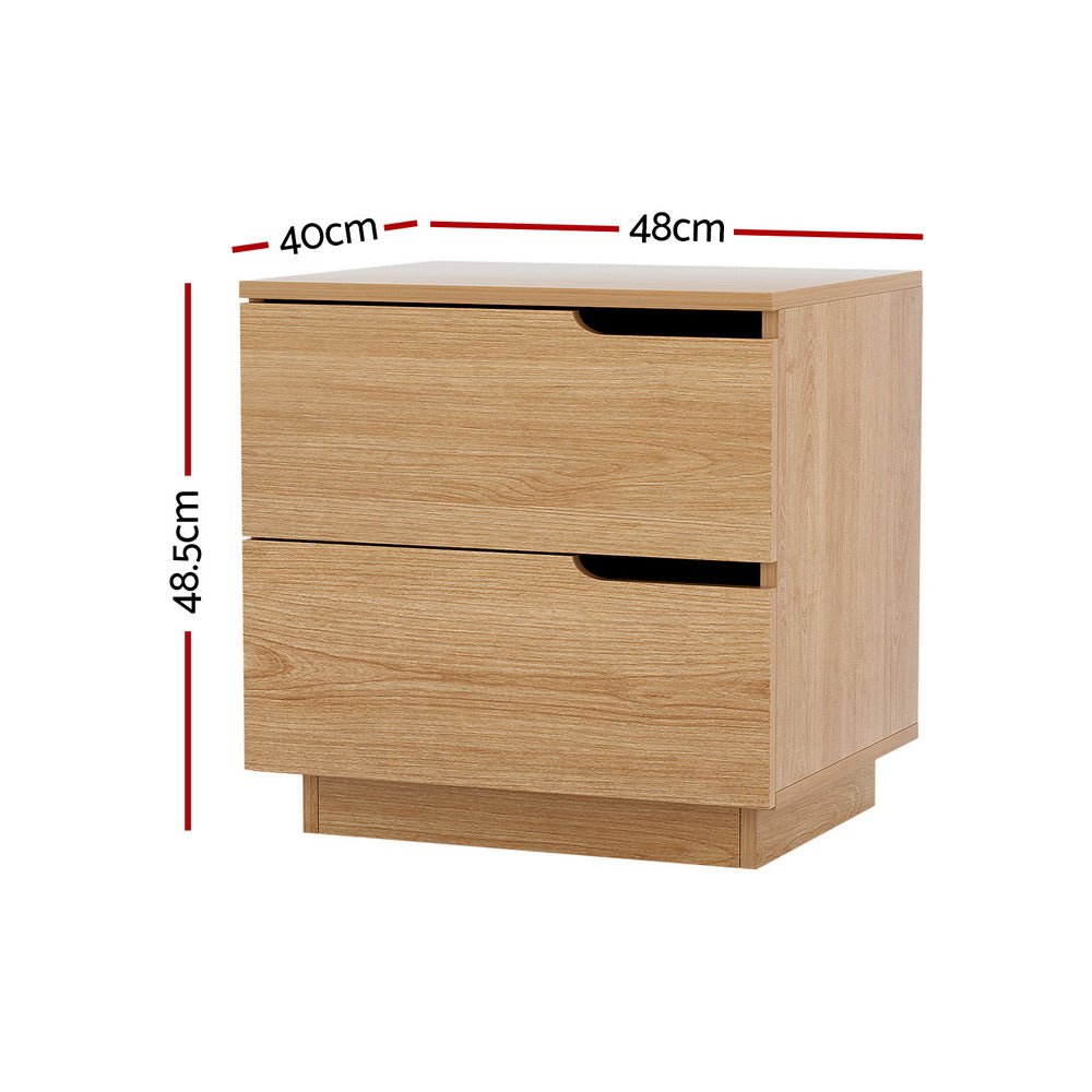 Bedside Table 2 Drawers Nightstand Pine - Furniture > Bedroom > Bedside Tables - Rivercity House & Home Co. (ABN 18 642 972 209) - Affordable Modern Furniture Australia