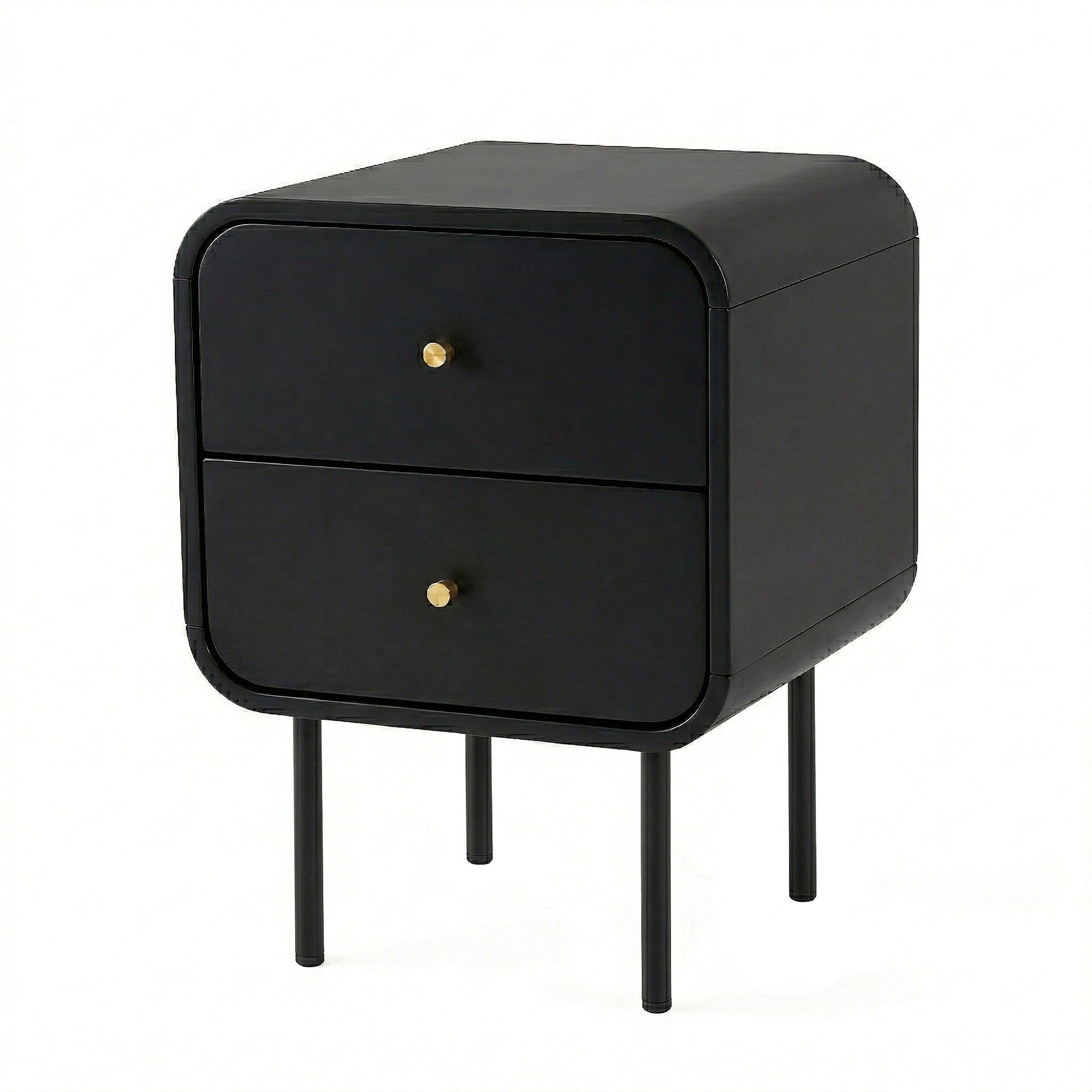 Bedside Table 2 Drawers Side End Table Nightstand Black - Furniture > Bedroom > Bedside Tables - Rivercity House & Home Co. (ABN 18 642 972 209) - Affordable Modern Furniture Australia