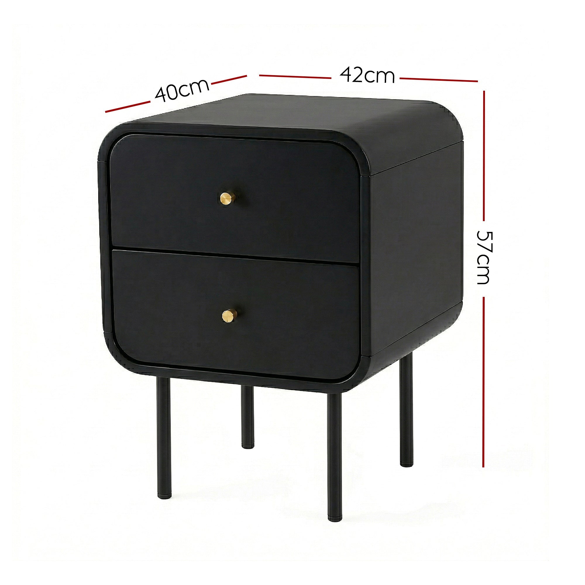 Bedside Table 2 Drawers Side End Table Nightstand Black - Furniture > Bedroom > Bedside Tables - Rivercity House & Home Co. (ABN 18 642 972 209) - Affordable Modern Furniture Australia
