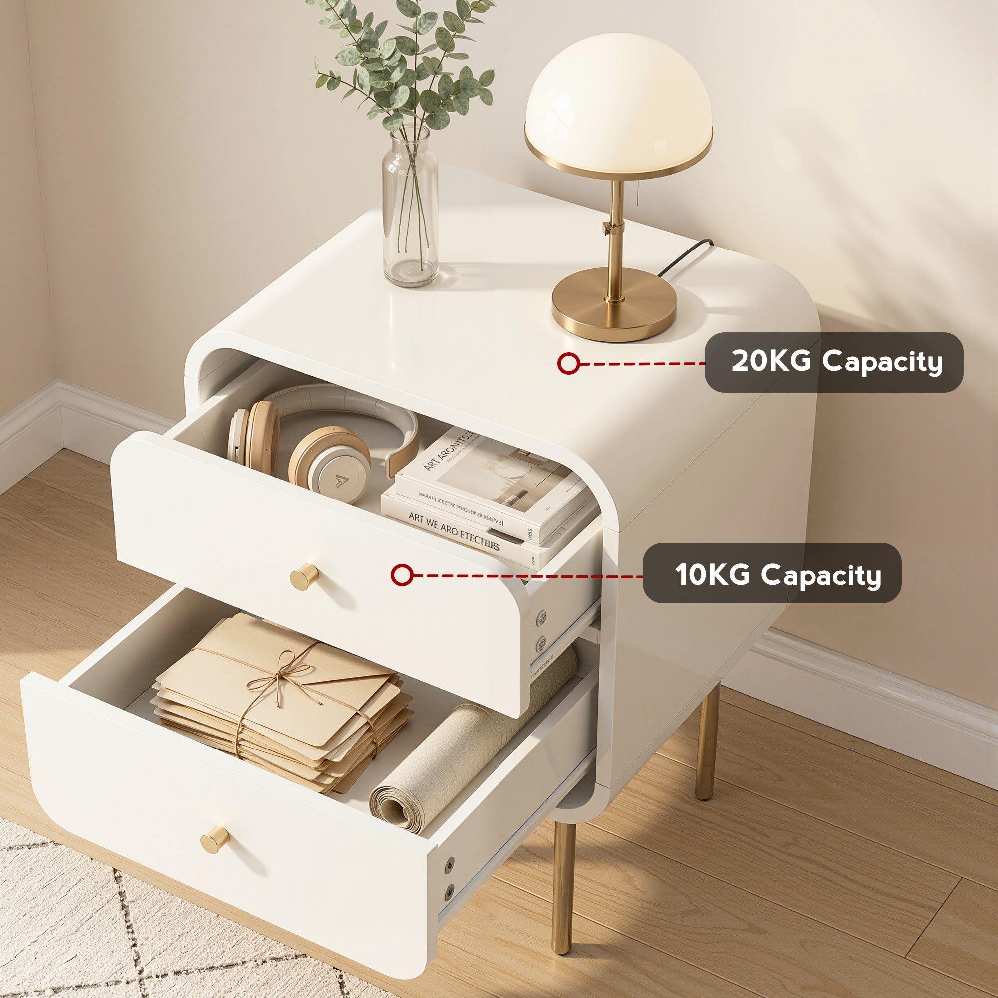 Bedside Table 2 Drawers Side End Table Nightstand White - Furniture > Bedroom > Bedside Tables - Rivercity House & Home Co. (ABN 18 642 972 209) - Affordable Modern Furniture Australia