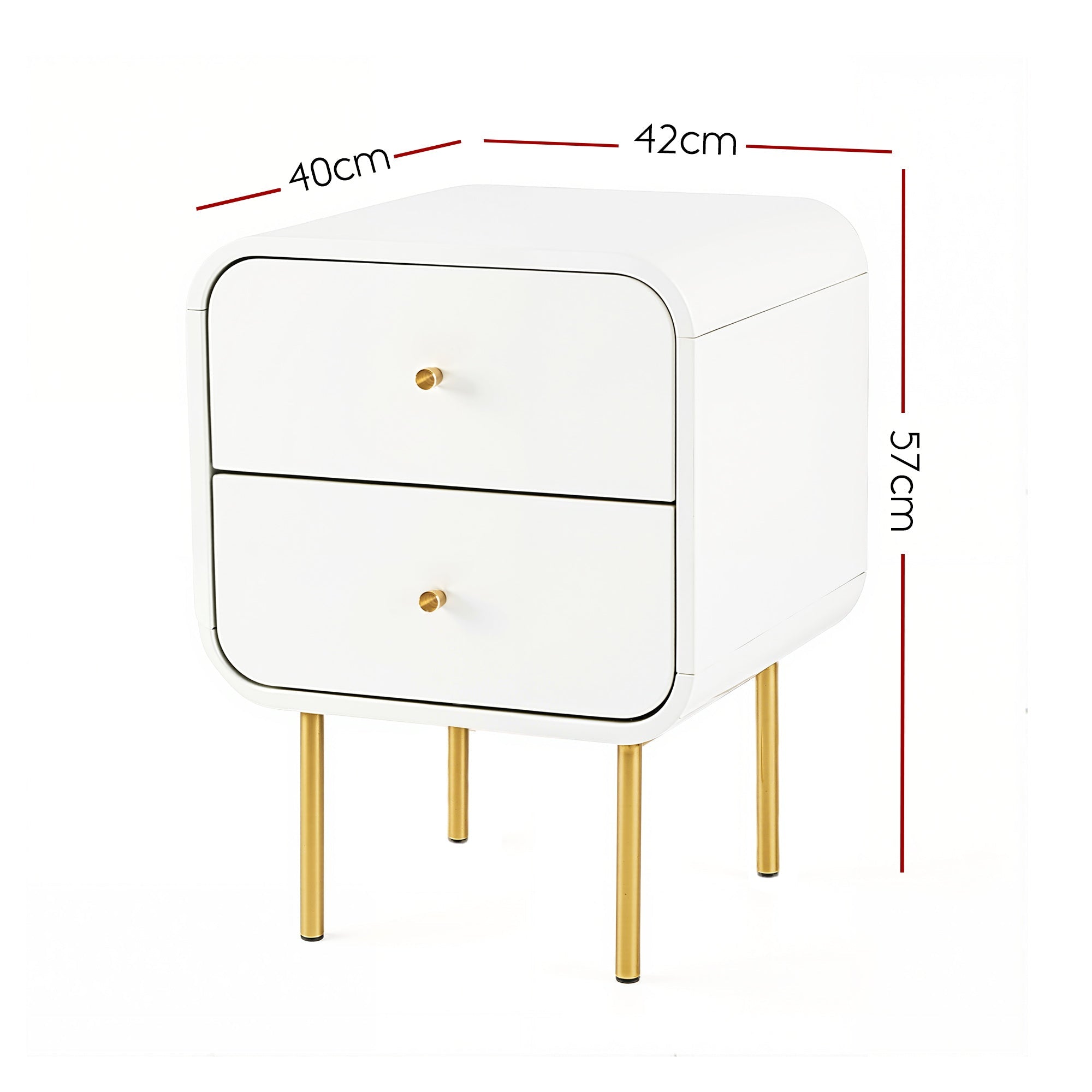 Bedside Table 2 Drawers Side End Table Nightstand White - Furniture > Bedroom > Bedside Tables - Rivercity House & Home Co. (ABN 18 642 972 209) - Affordable Modern Furniture Australia