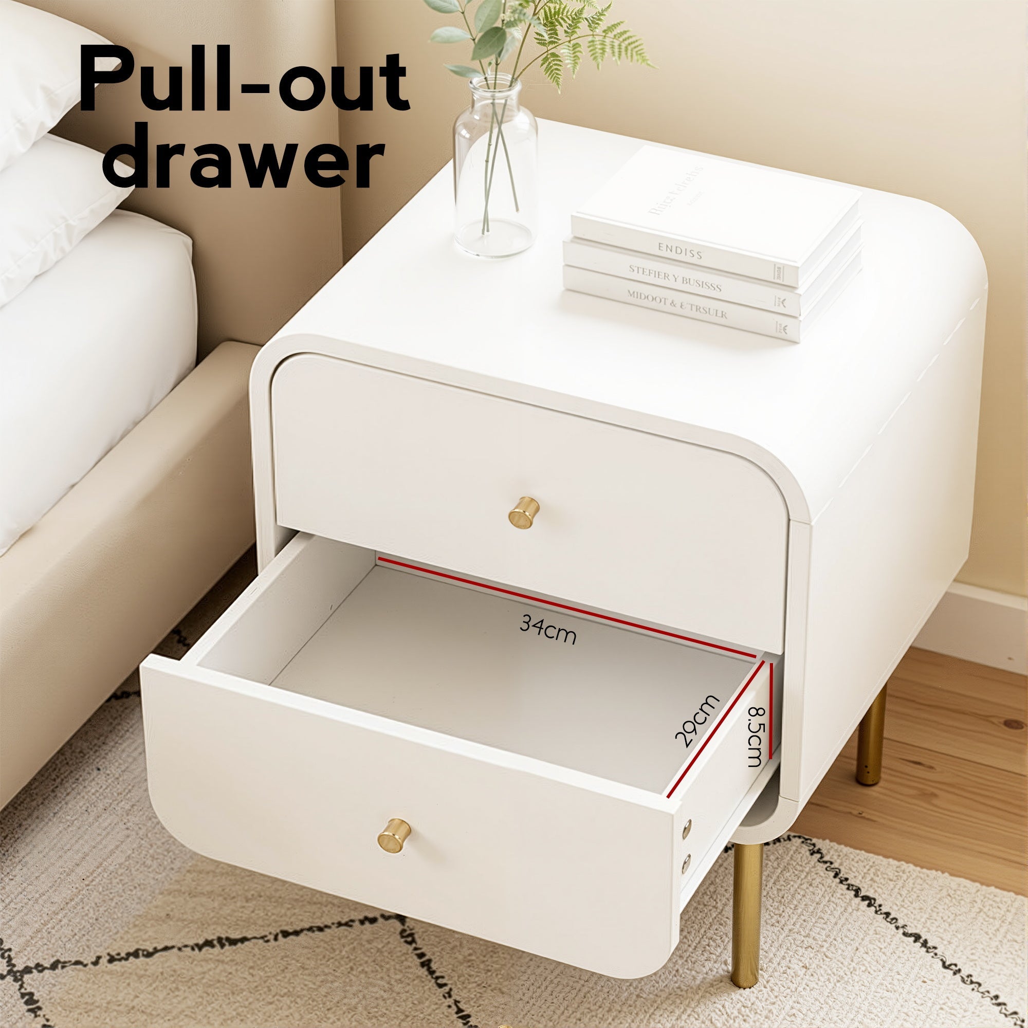 Bedside Table 2 Drawers Side End Table Nightstand White - Furniture > Bedroom > Bedside Tables - Rivercity House & Home Co. (ABN 18 642 972 209) - Affordable Modern Furniture Australia
