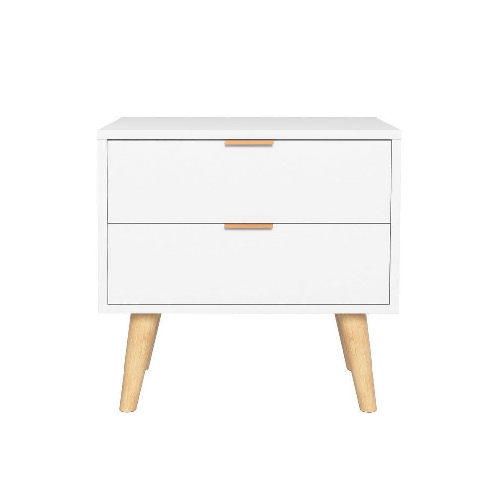 Bedside Table 2 Drawers - White - Furniture > Bedroom - Rivercity House & Home Co. (ABN 18 642 972 209) - Affordable Modern Furniture Australia