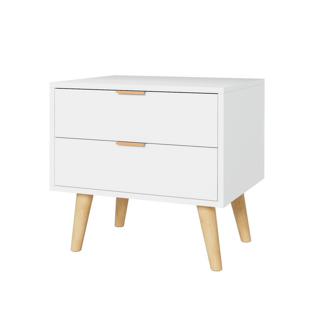 Bedside Table 2 Drawers - White - Furniture > Bedroom - Rivercity House & Home Co. (ABN 18 642 972 209) - Affordable Modern Furniture Australia
