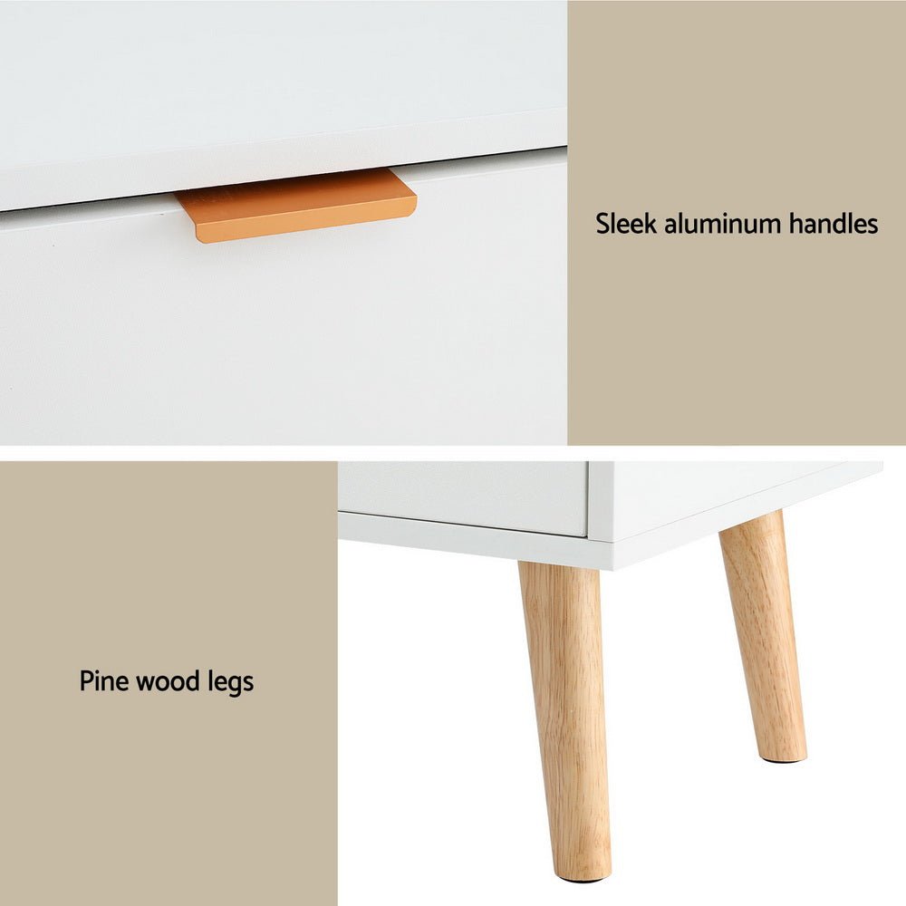 Bedside Table 2 Drawers - White - Furniture > Bedroom - Rivercity House & Home Co. (ABN 18 642 972 209) - Affordable Modern Furniture Australia