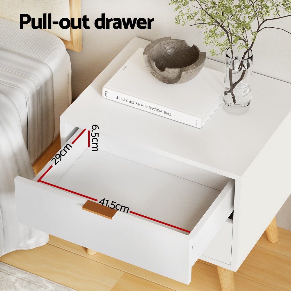 Bedside Table 2 Drawers - White - Furniture > Bedroom - Rivercity House & Home Co. (ABN 18 642 972 209) - Affordable Modern Furniture Australia