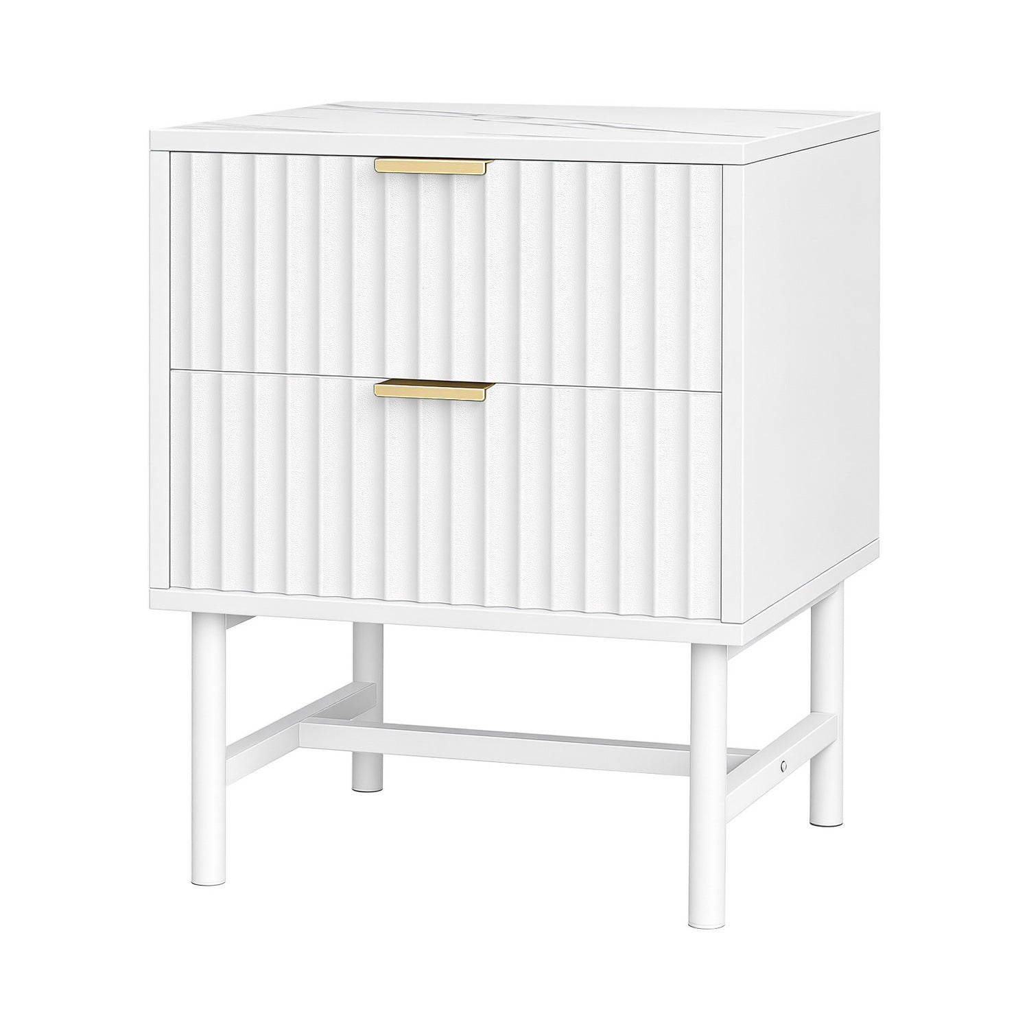 Bedside Table 2 Drawers - White - Furniture > Bedroom > Bedside Tables - Rivercity House & Home Co. (ABN 18 642 972 209) - Affordable Modern Furniture Australia