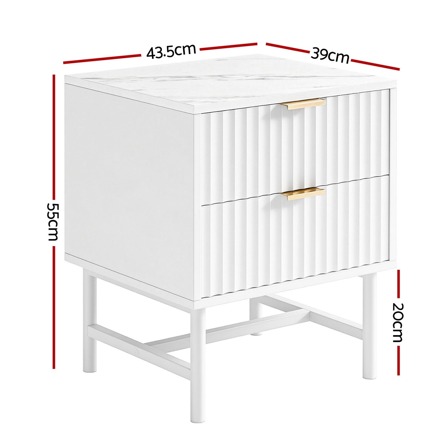 Bedside Table 2 Drawers - White - Furniture > Bedroom > Bedside Tables - Rivercity House & Home Co. (ABN 18 642 972 209) - Affordable Modern Furniture Australia