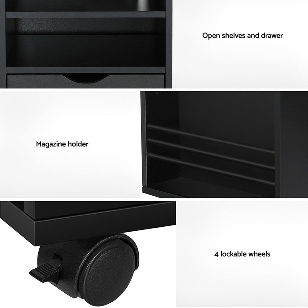 Bedside Table Charging USB Ports LED - TALA Black - Furniture > Bedroom - Rivercity House & Home Co. (ABN 18 642 972 209) - Affordable Modern Furniture Australia