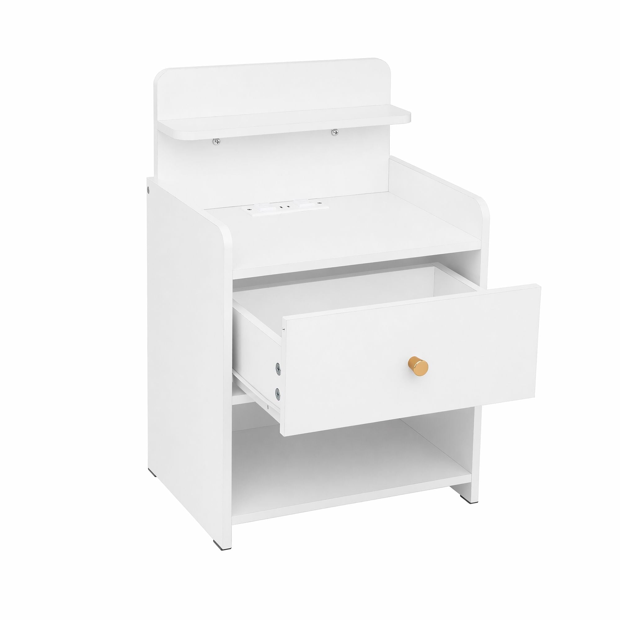 Bedside Table Drawer Charging Station White - Furniture > Bedroom > Bedside Tables - Rivercity House & Home Co. (ABN 18 642 972 209) - Affordable Modern Furniture Australia