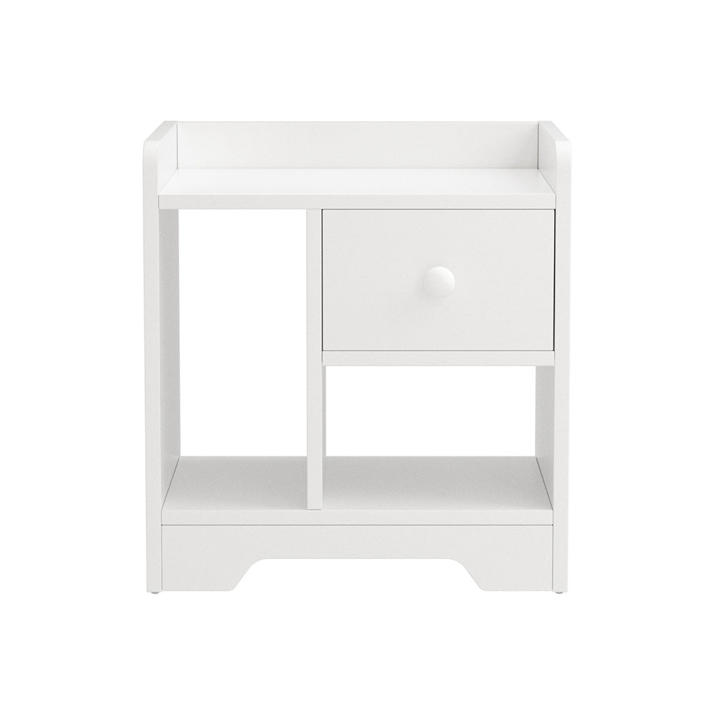 Bedside Table Drawer Nightstand Side End Table Storage Open Shelf White - Furniture > Bedroom > Dressers - Rivercity House & Home Co. (ABN 18 642 972 209) - Affordable Modern Furniture Australia