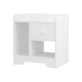 Bedside Table Nightstand with Drawer and Open Shelves - White